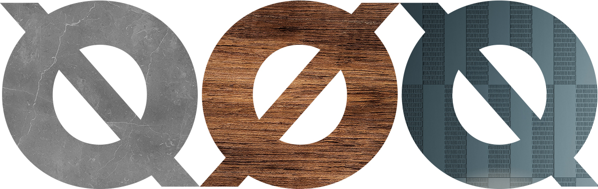 Logo Ground con texture effetto pietra, legno e metallo