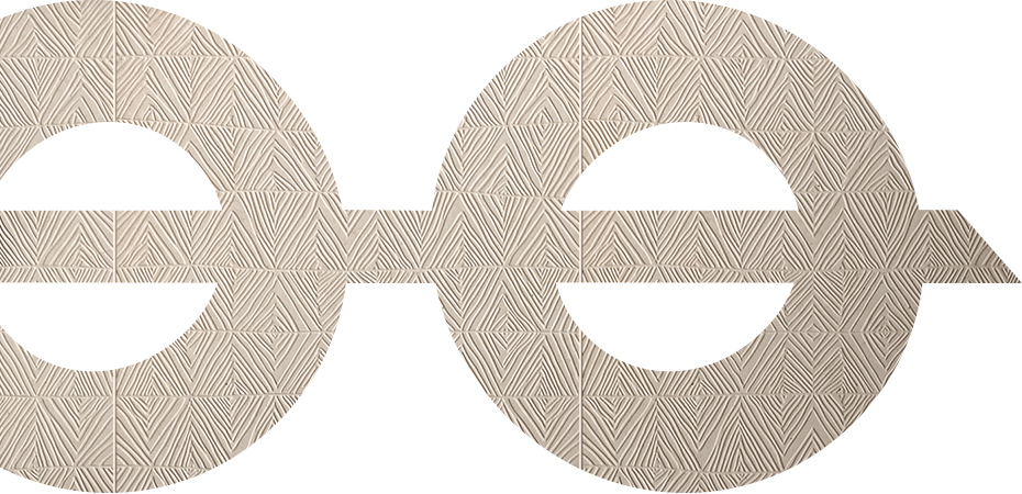 Ground-Logo mit geometrischer Gravur auf beiger Oberfläche