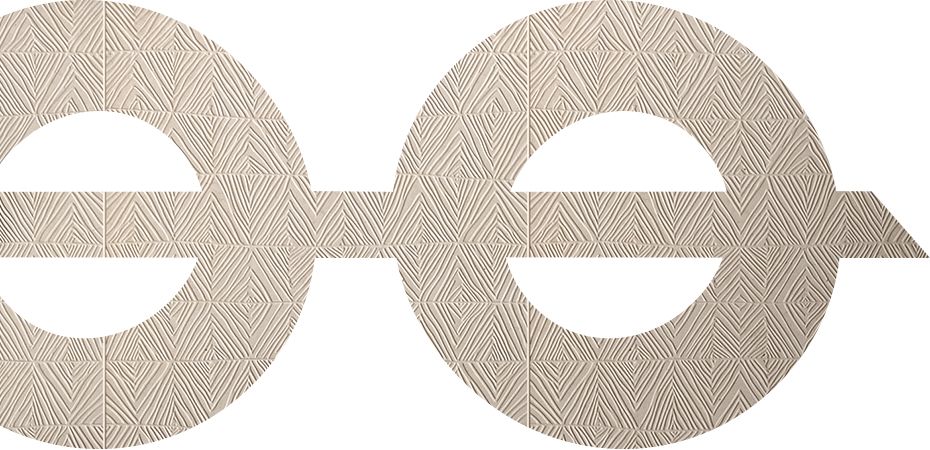 Ground-Logo mit geometrischer Gravur auf beiger Oberfläche